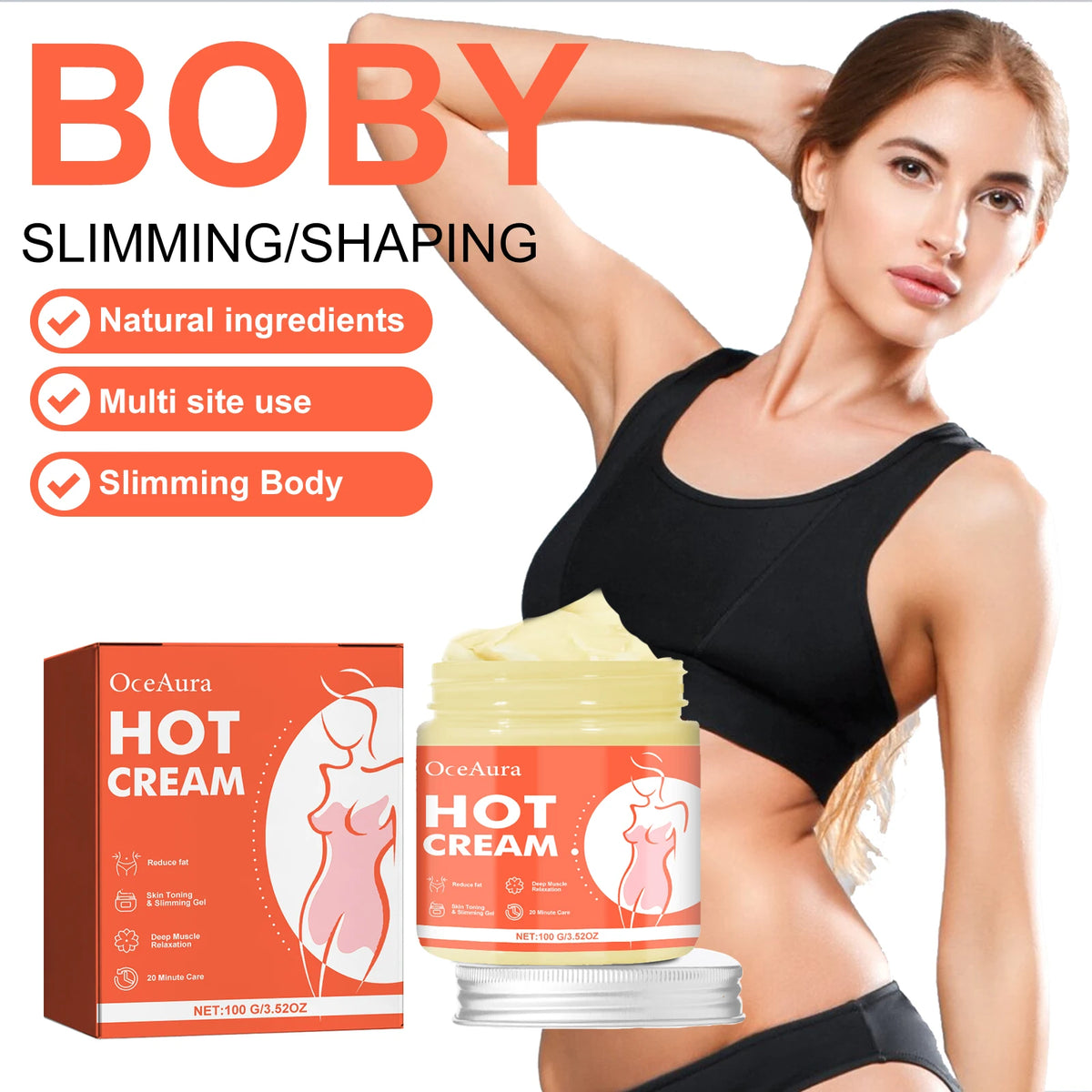 Anti-Cellulite Thermal Massage Cream for Body Slimming and Toning