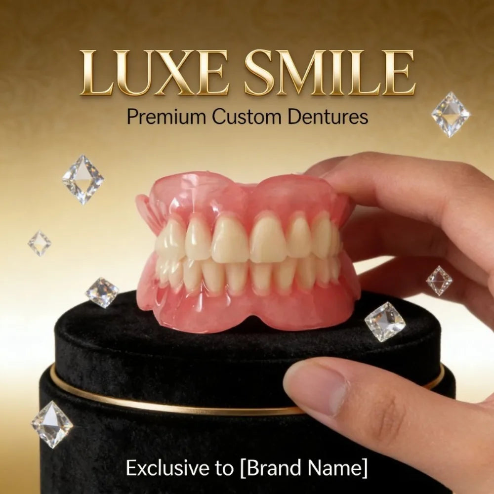 Realistic Full Set Upper and Lower Dentures for Natural Smile