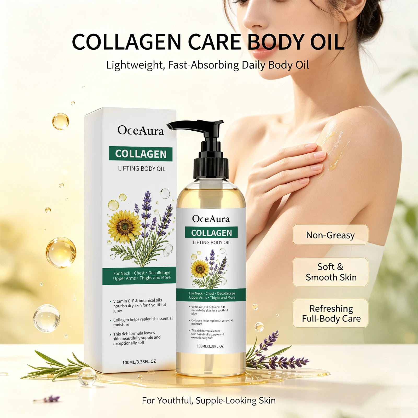 Collagen Nourishing Body Oil for Skin Hydration and Firming - 4
