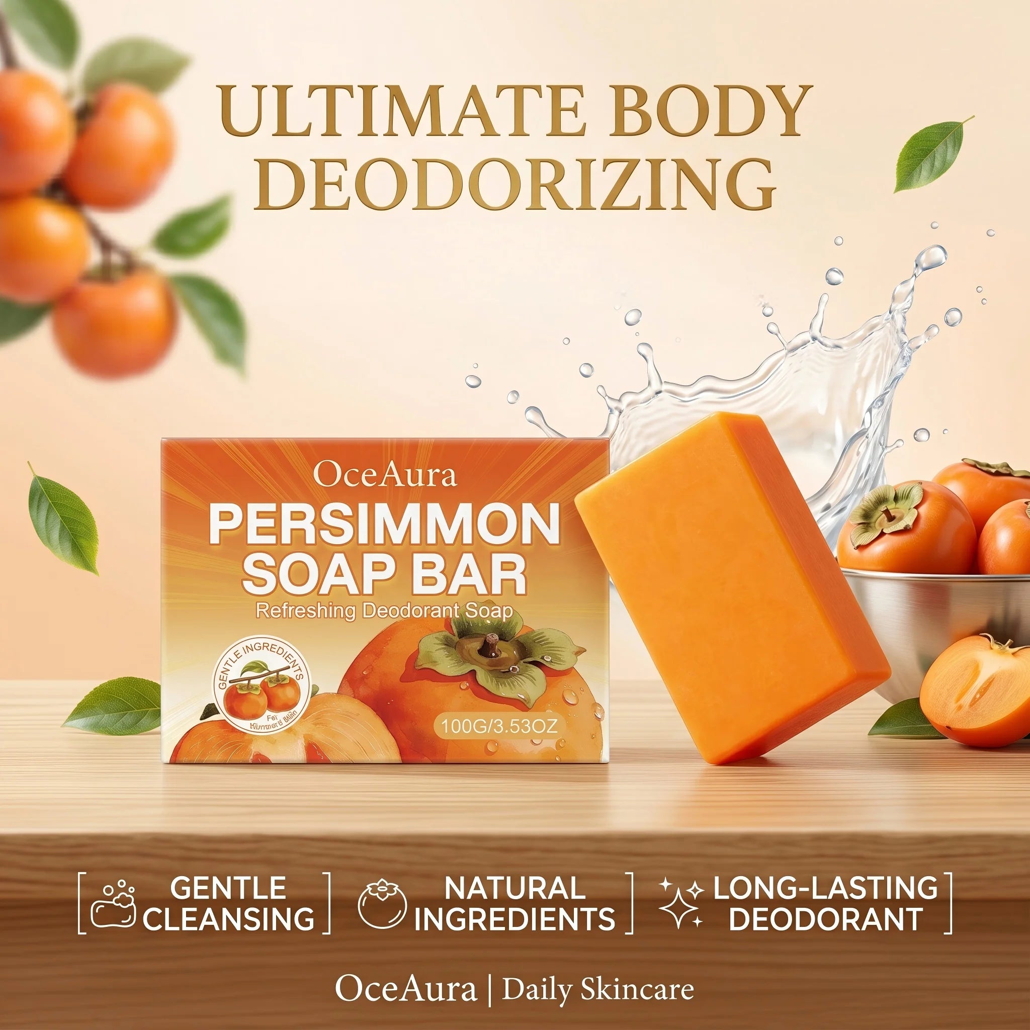 Natural Persimmon Extract Deodorizing Body Soap Bar - 7