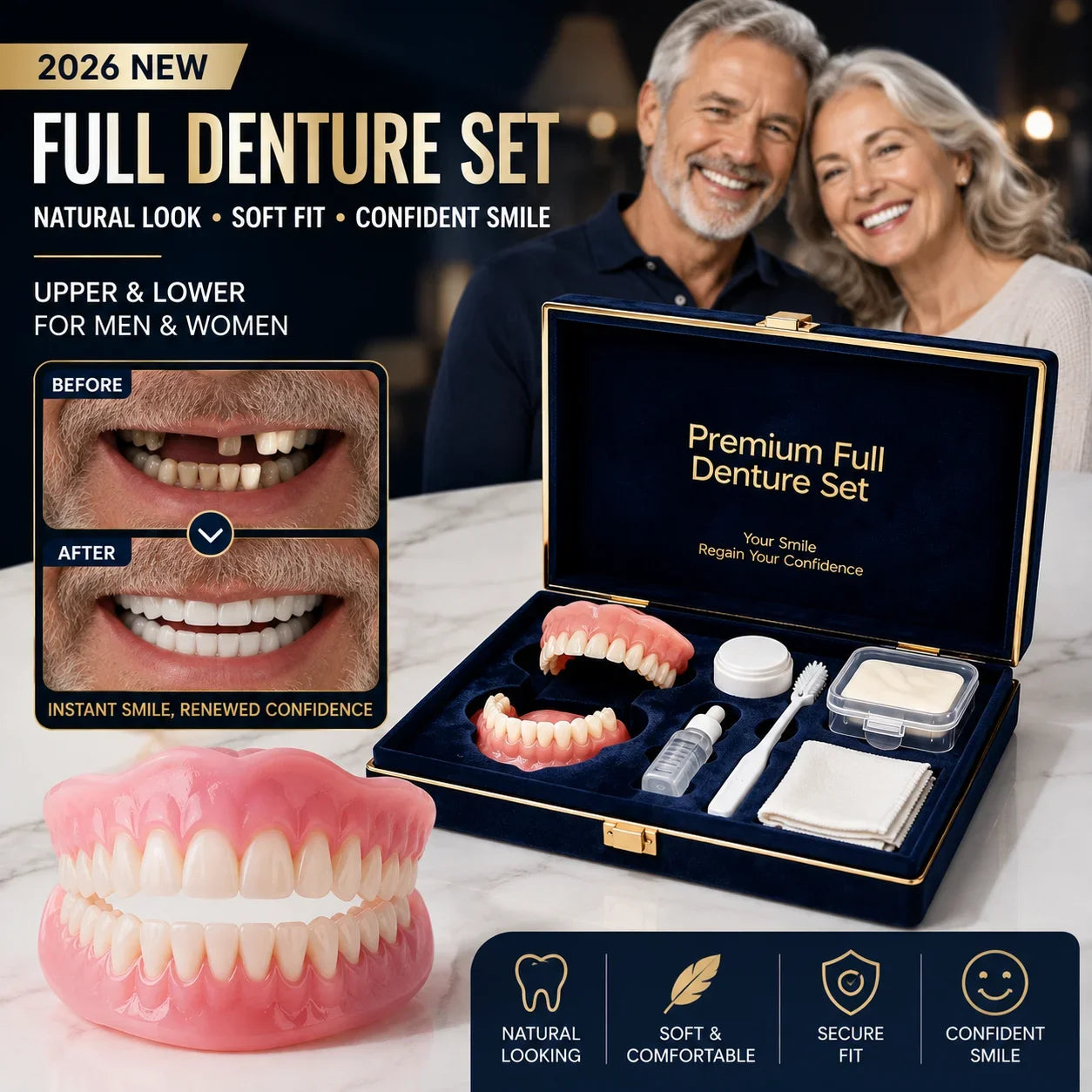 Temporary Cosmetic Denture Set for Instant Smile Correction - 1