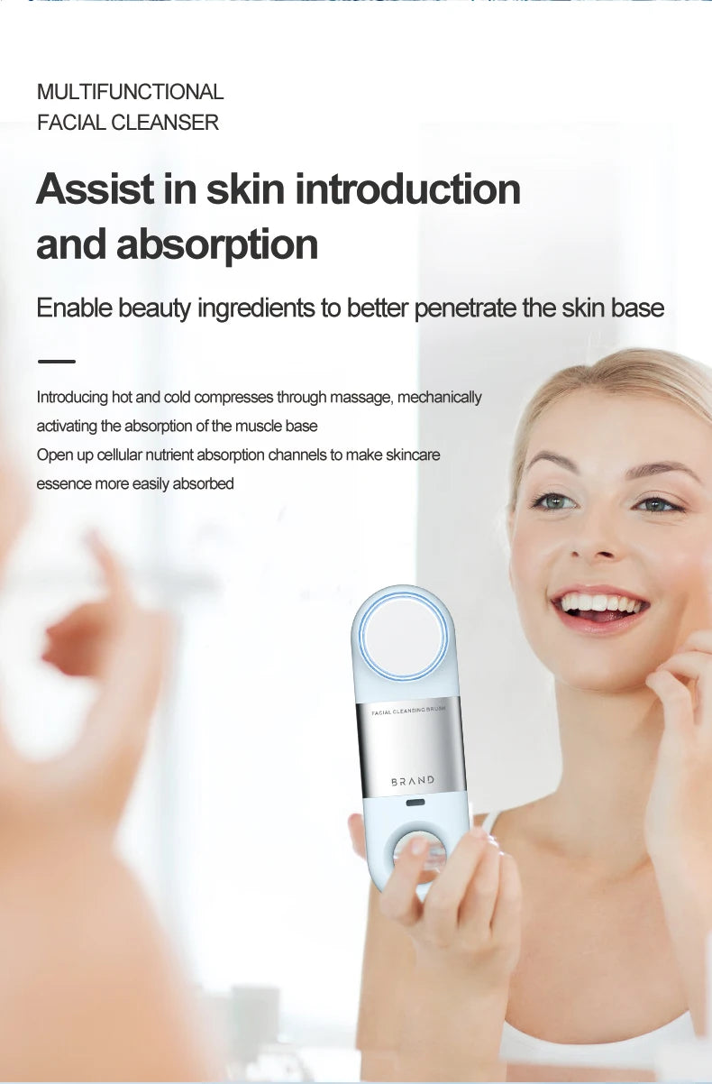 Hot and Cold Facial Cleansing Brush with Sonic Massage - 15