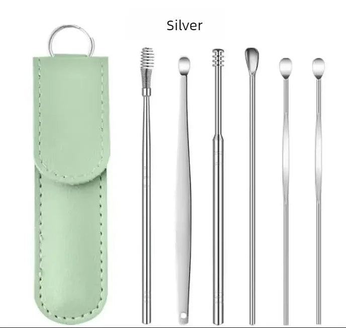 Stainless Steel Ear Wax Removal Cleaning Kit with Storage Case - 12