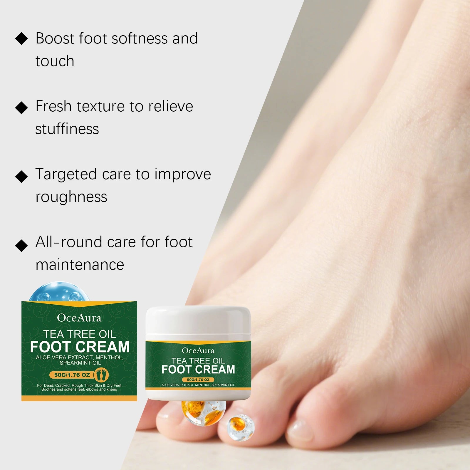Tea Tree Oil Moisturizing Foot Cream for Cracked Heels - 6
