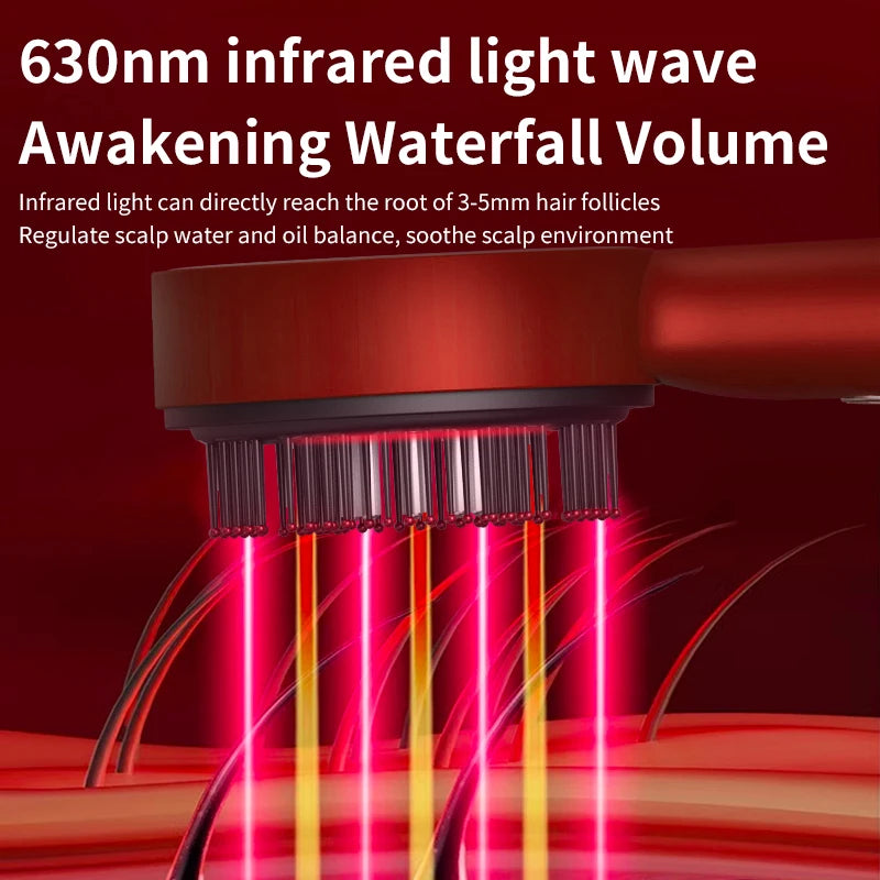 Electric Scalp Massage Comb with Red Light and Liquid Applicator