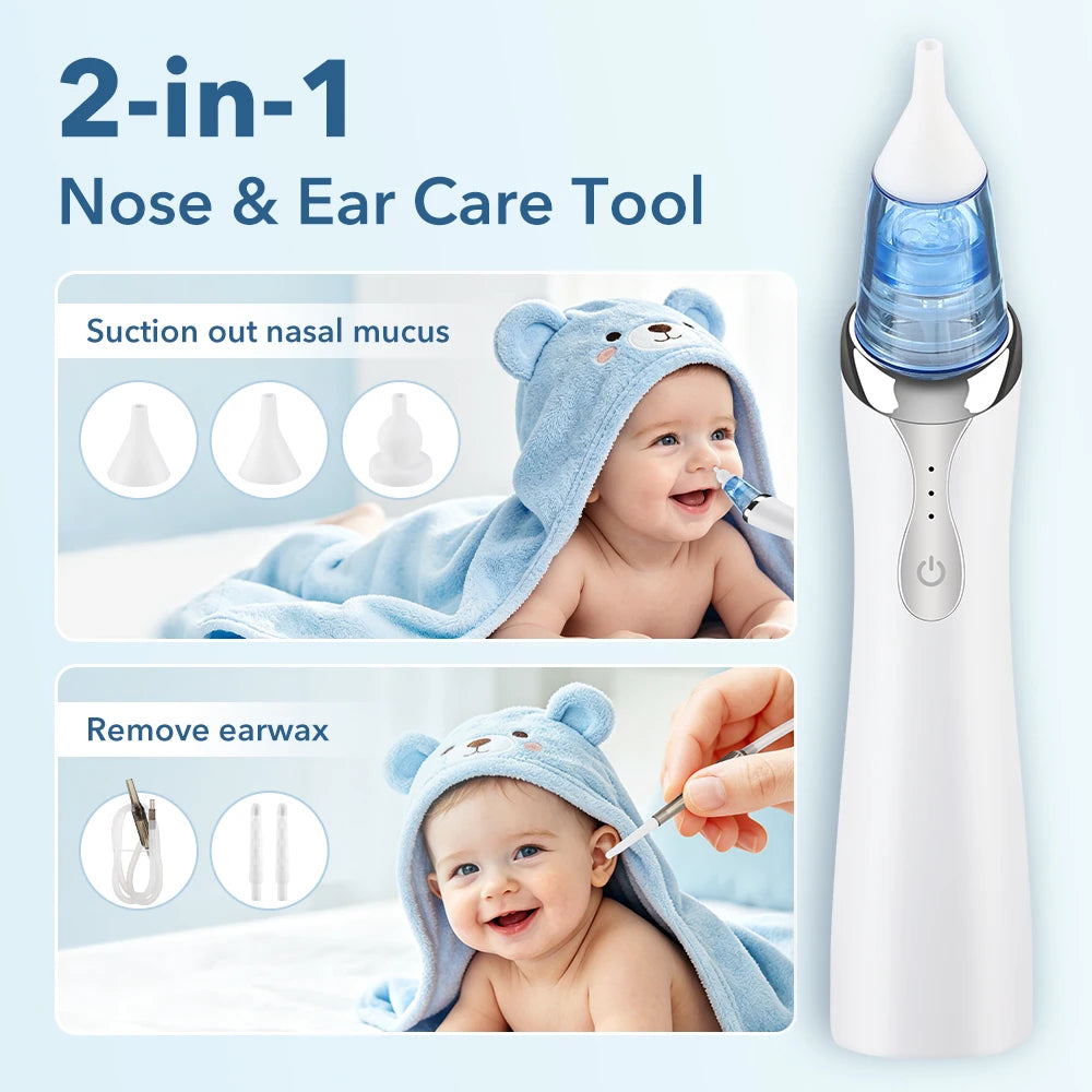 Electric 2-in-1 Baby Nasal Aspirator and Ear Wax Removal Kit - 8