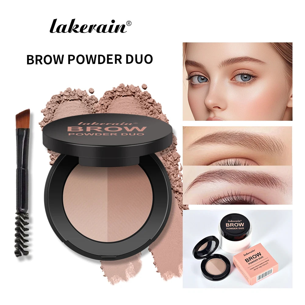 Dual-Tone Eyebrow Powder Palette with Grooming Brush - 1