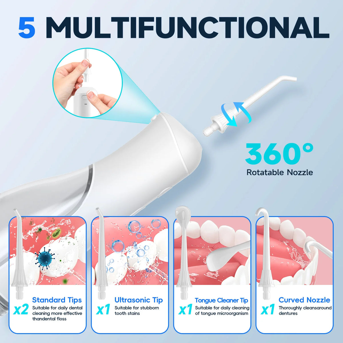 Portable Rechargeable Water Flosser for Teeth Cleaning