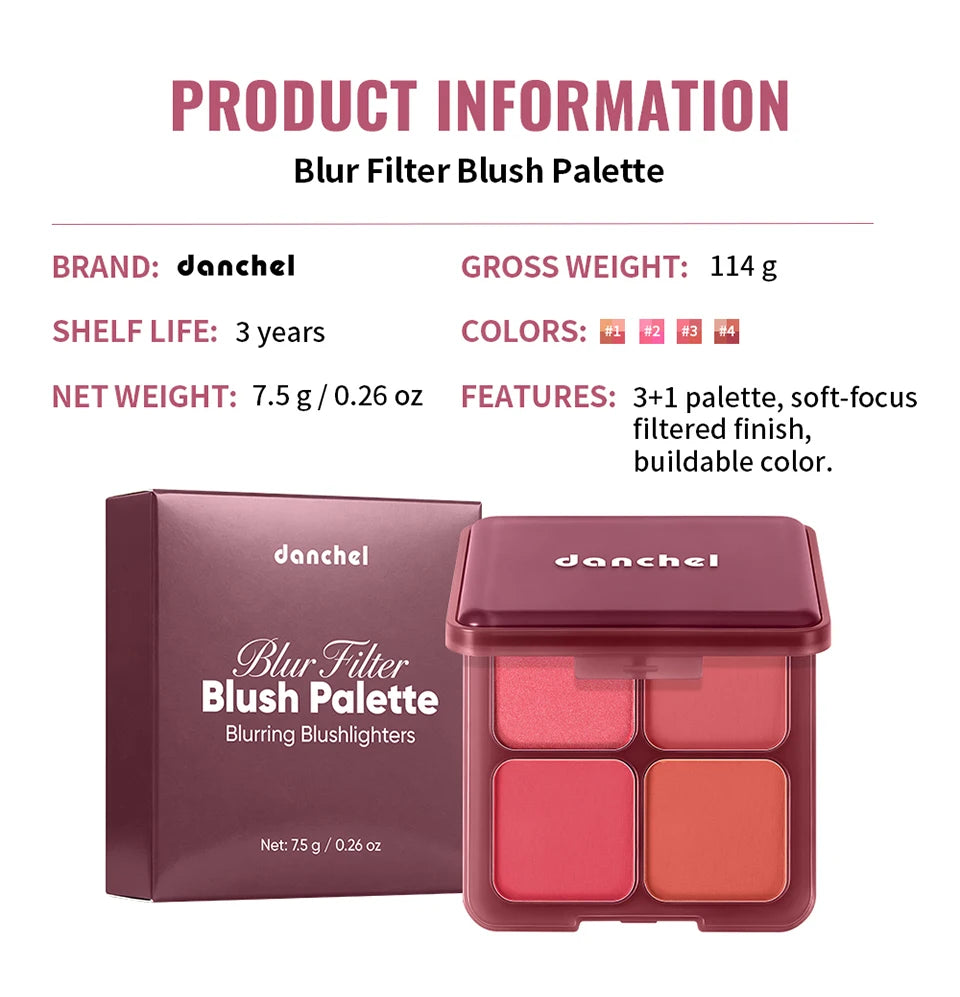 4-Shade Soft Blur Face Blush Palette - 16