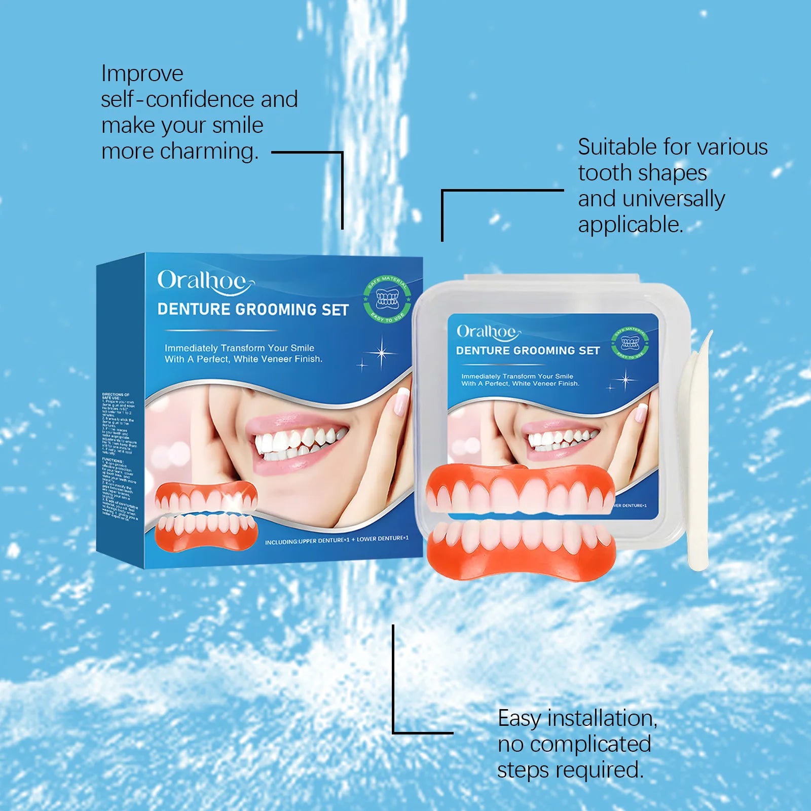 Temporary Silicone Snap-On Veneer Dentures Set - 17