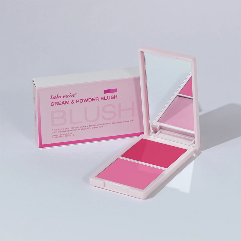 2-in-1 Cream and Powder Blush Palette for Long-Lasting Makeup