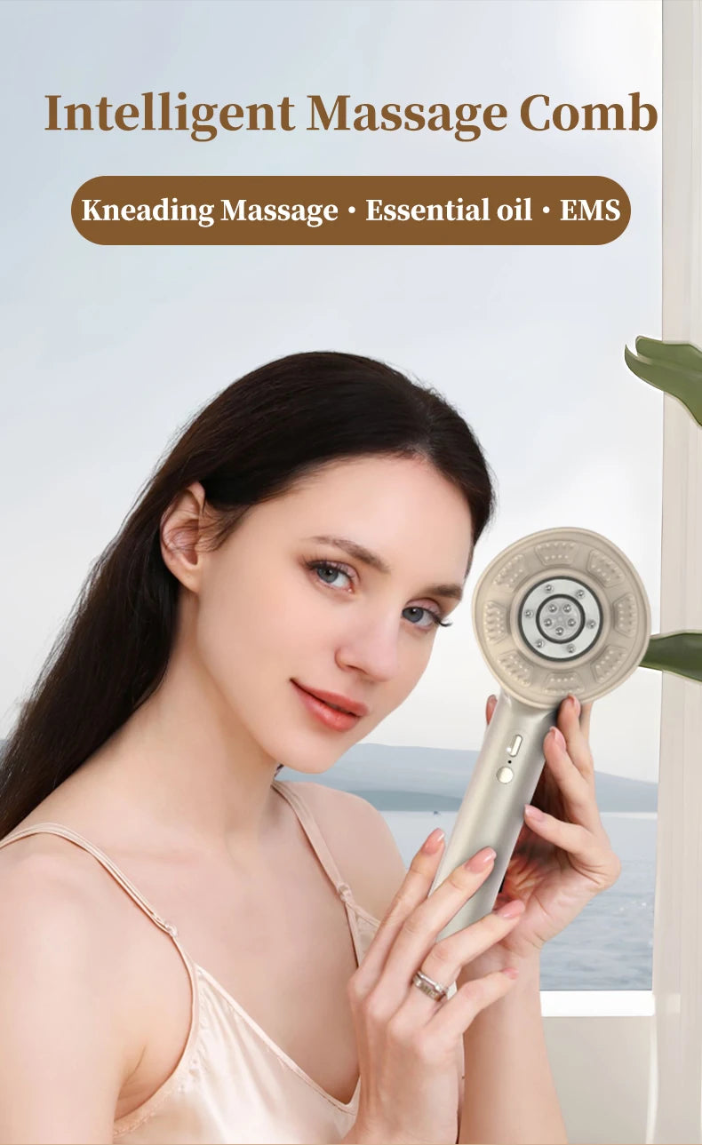 Electric Scalp Massage Comb with Red Light and Serum Applicator