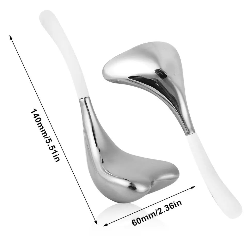 2-in-1 Stainless Steel Cooling Facial Ice Globes and Gua Sha Tool
