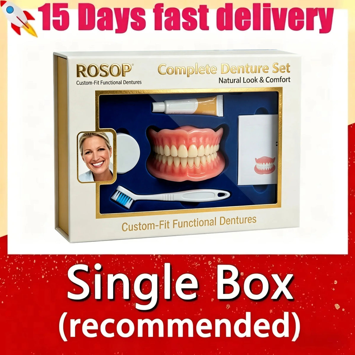 Comfort Fit Cosmetic Silicone Dentures for Instant Smile