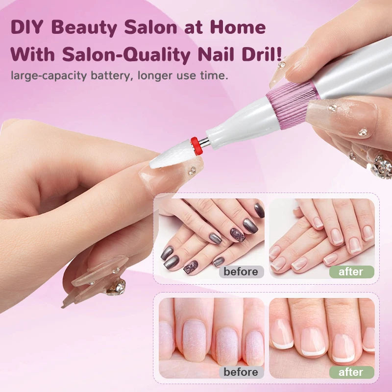 Rechargeable Electric Nail Drill Set with 12 Bits