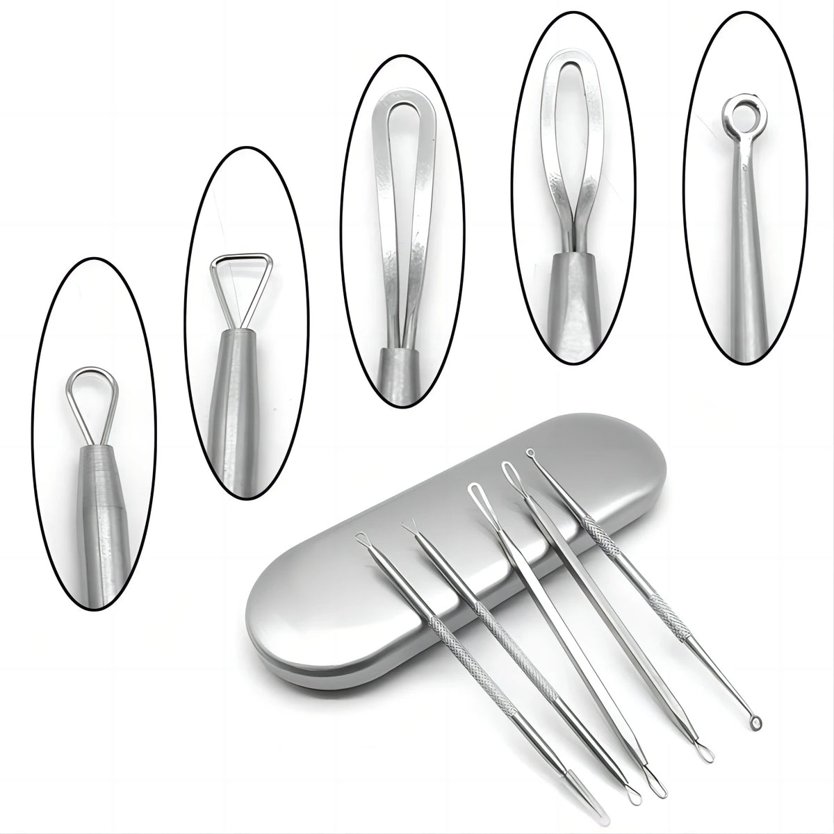 Professional Stainless Steel Blackhead and Pimple Extractor Tool Kit