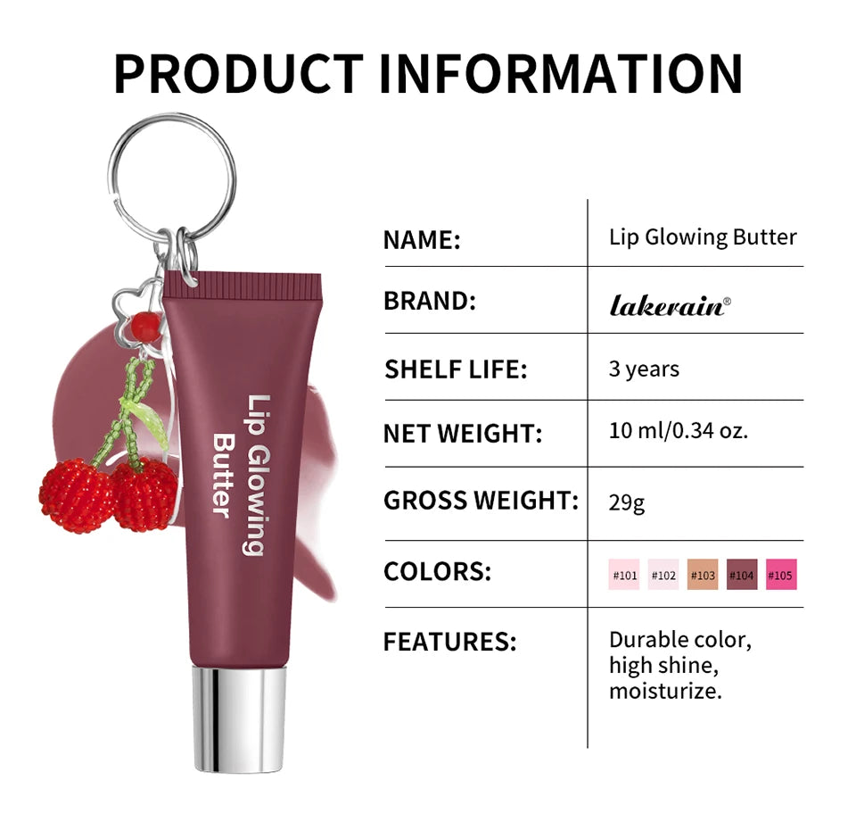 Moisturizing Lip Glowing Butter Gloss with Keychain