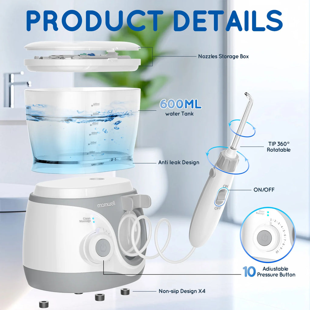 Electric Water Flosser for Teeth with 8 Multi-Function Nozzles