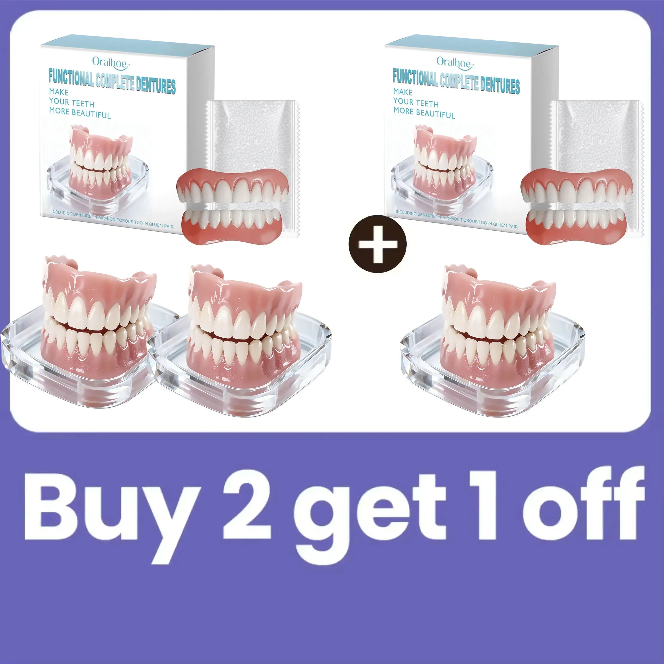 Comfortable Snap-On Silicone Cosmetic Teeth Veneers Set - 6