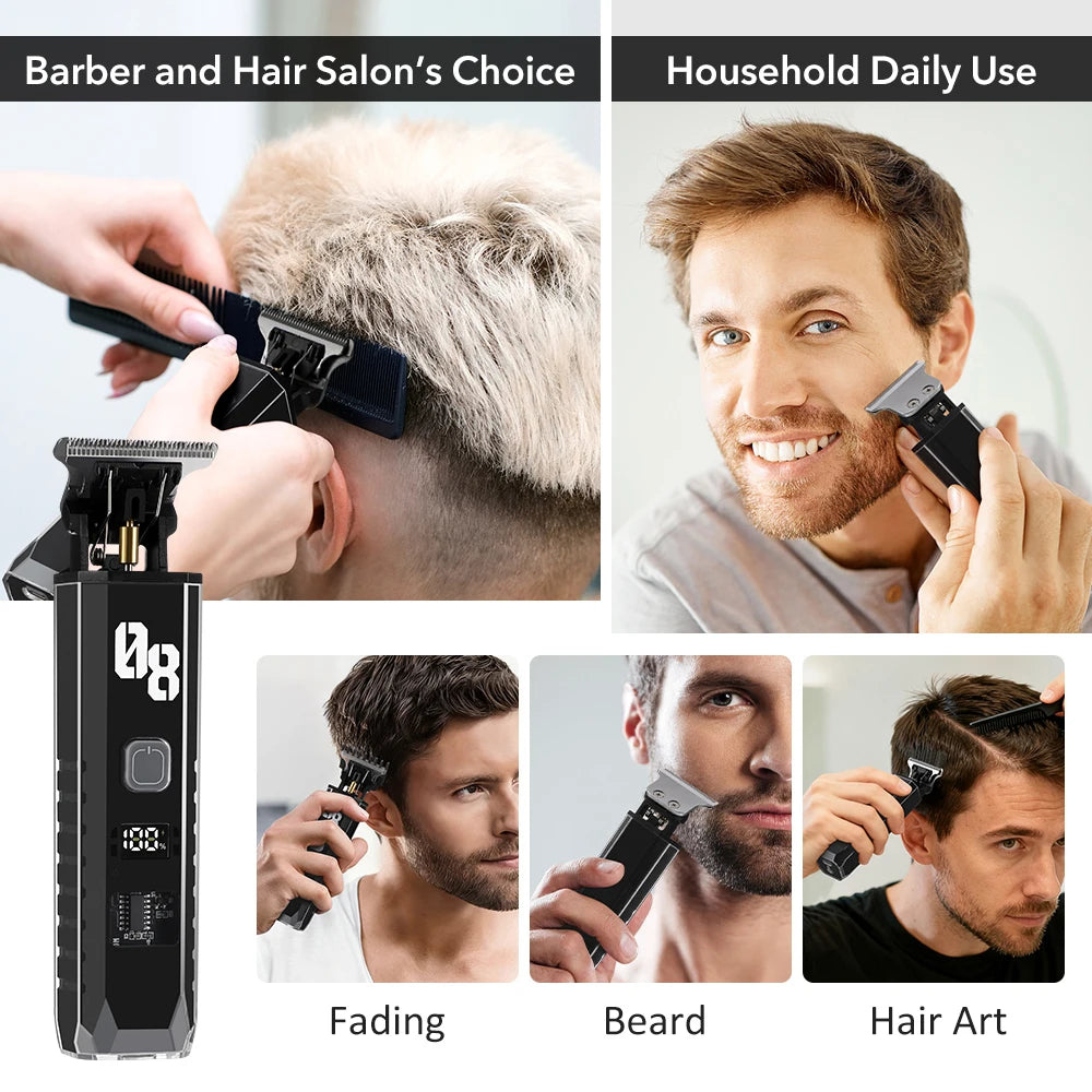 Professional Cordless Hair Trimmer with Digital LED Display