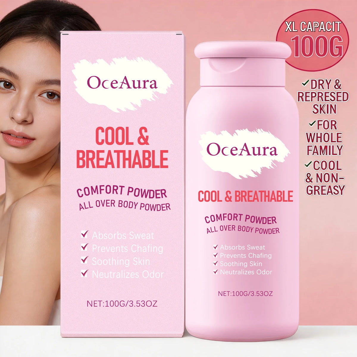 All-Over Body Cooling and Anti-Chafing Comfort Powder