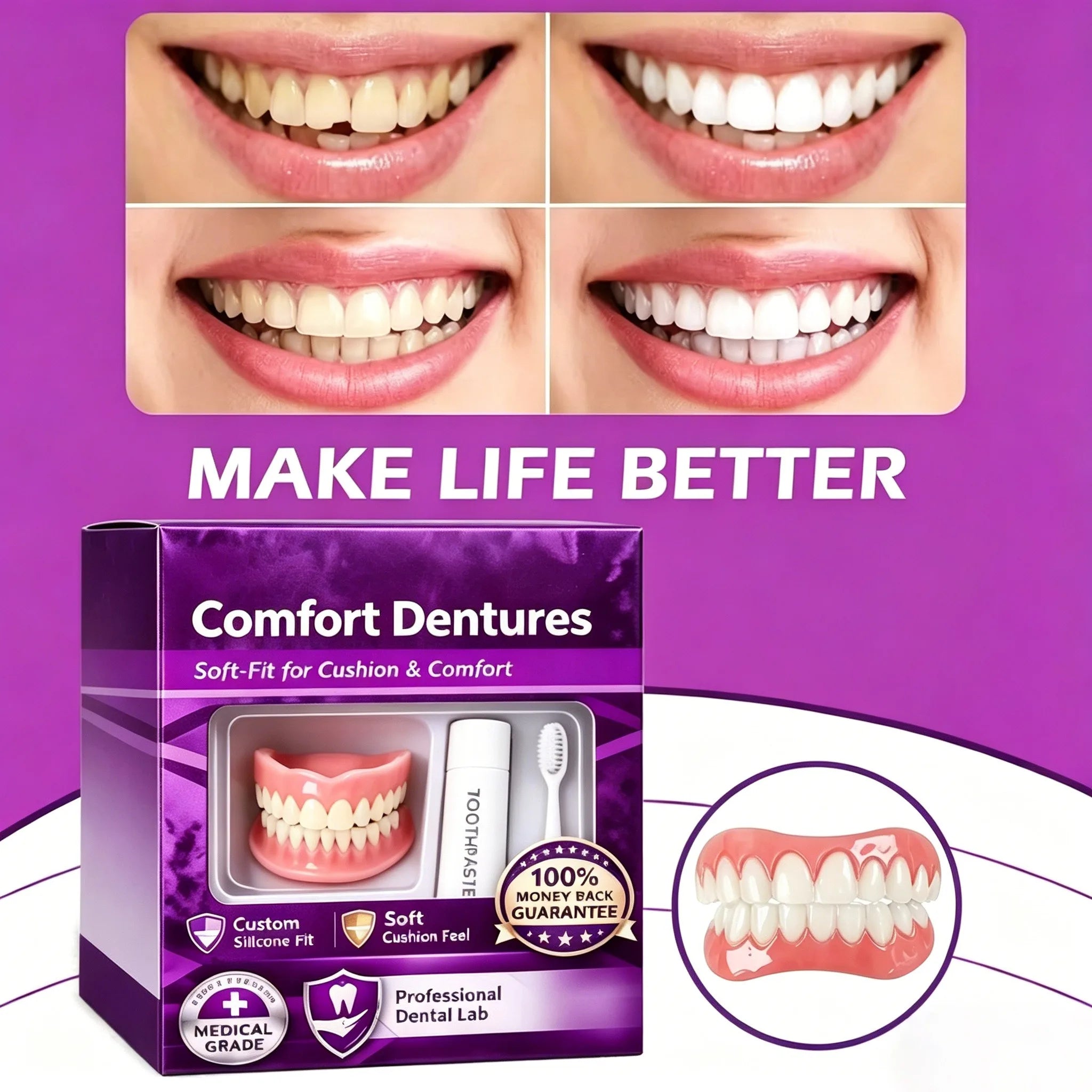 Instant Cosmetic Smile Teeth Whitening Veneers Upper and Lower Set