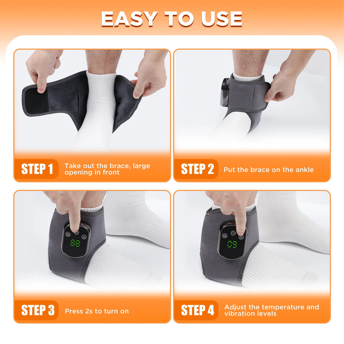 Heated Ankle Massage Wrap with Vibration for Pain Relief