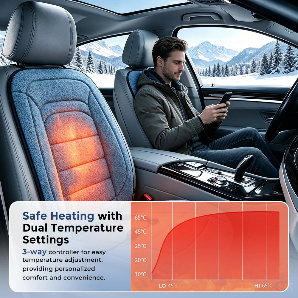 Heated Lambswool Car Seat Cushion for Winter