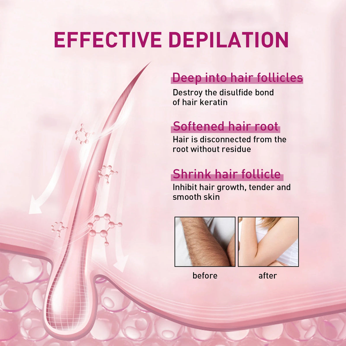 Painless Gentle Hair Removal Cream for Men and Women