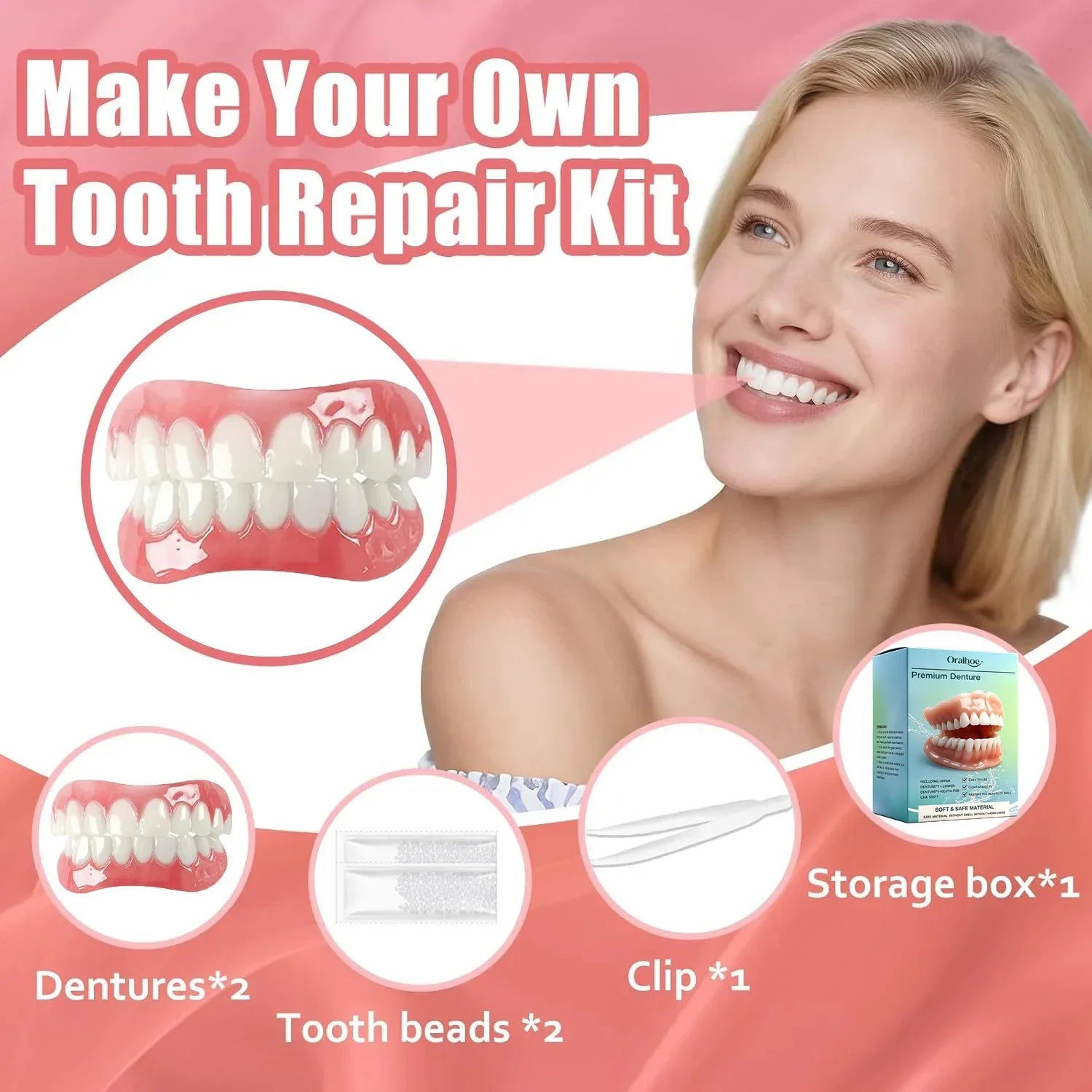 Adjustable Cosmetic Denture Set for Instant Smile Enhancement - 10
