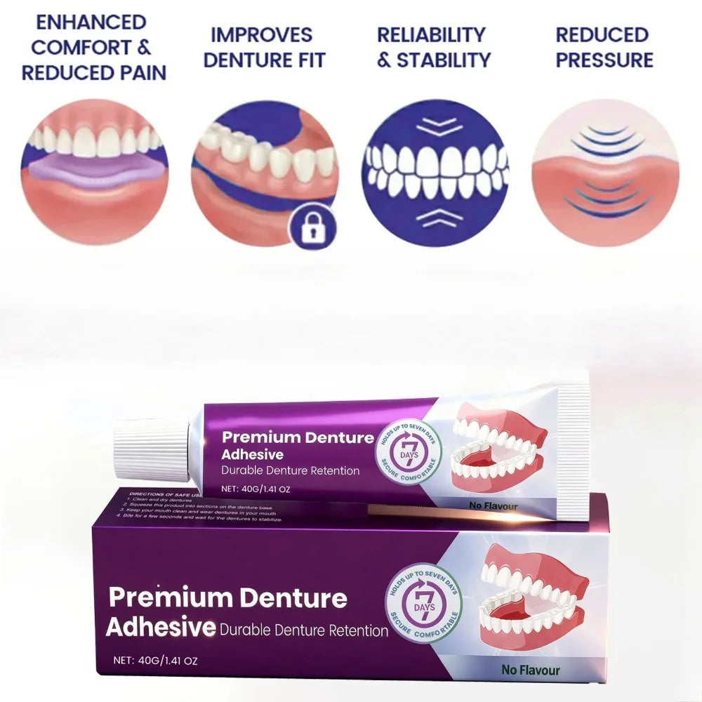 Long-Lasting Denture Adhesive Cream - 96-Hour Secure Hold