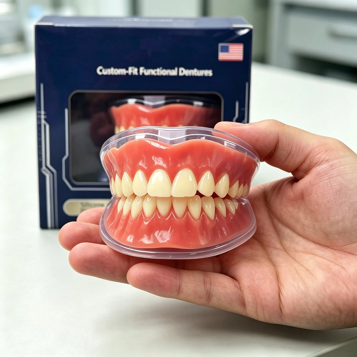Custom-Fit Silicone Denture Set for Natural Smile and Comfort