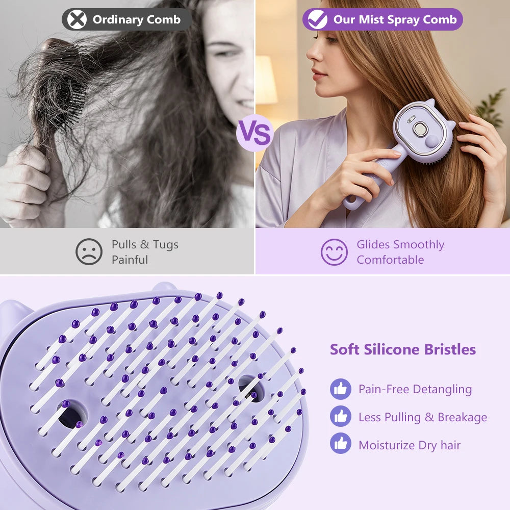 Electric Mist Spray Scalp Massaging Hair Brush - 4