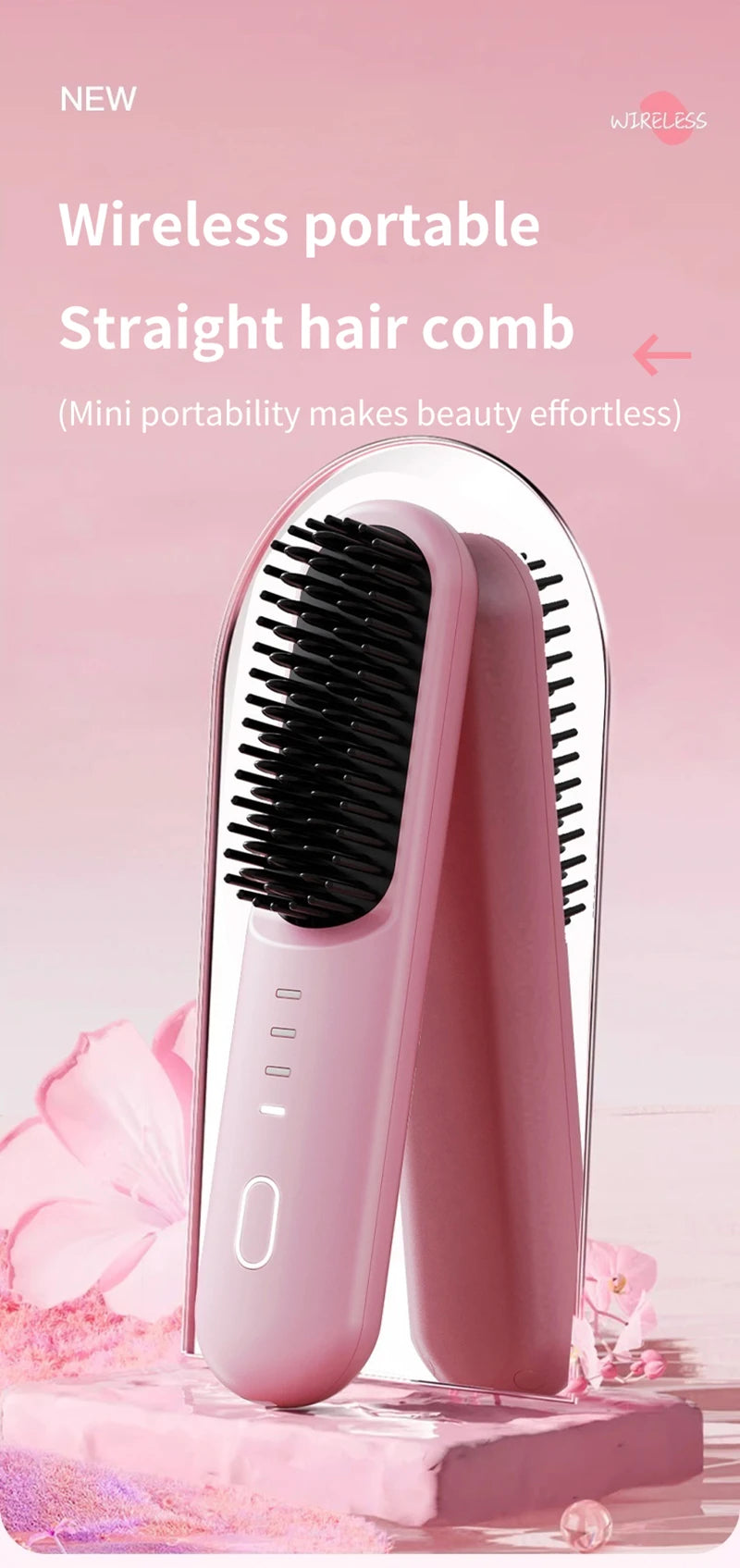 Fast-Heating Ionic Hair Straightening Brush for Frizz-Free Styling