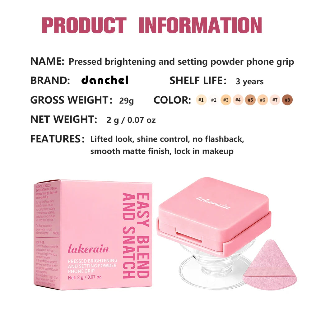 Oil-Control Pressed Powder with Mirror and Phone Stand - 15