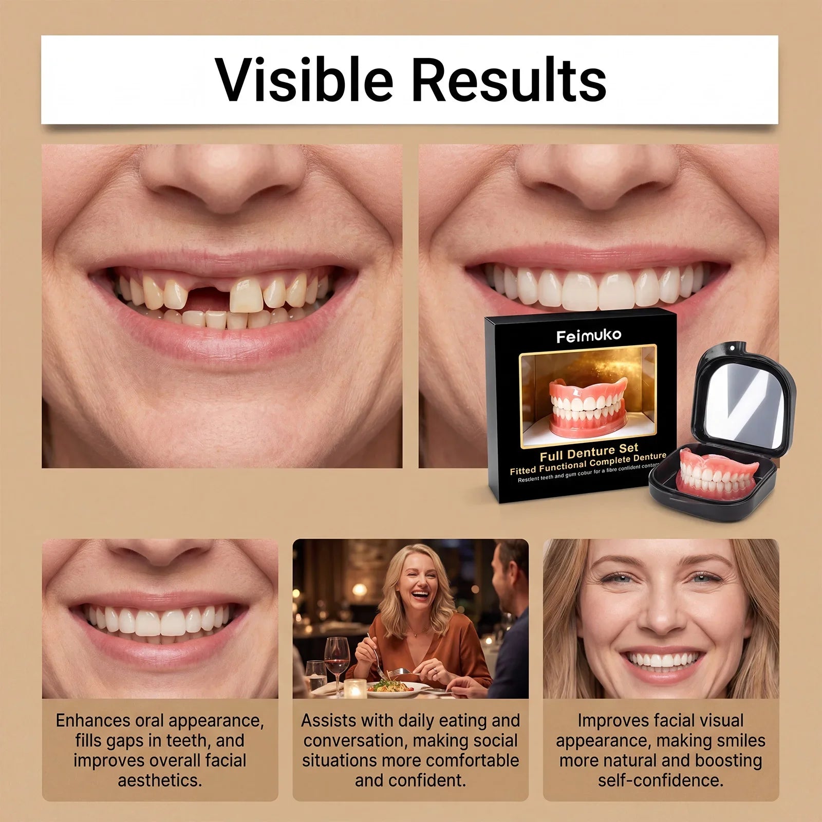 Full Mouth Realistic Resin Dentures for Natural Smile and Comfort - 12