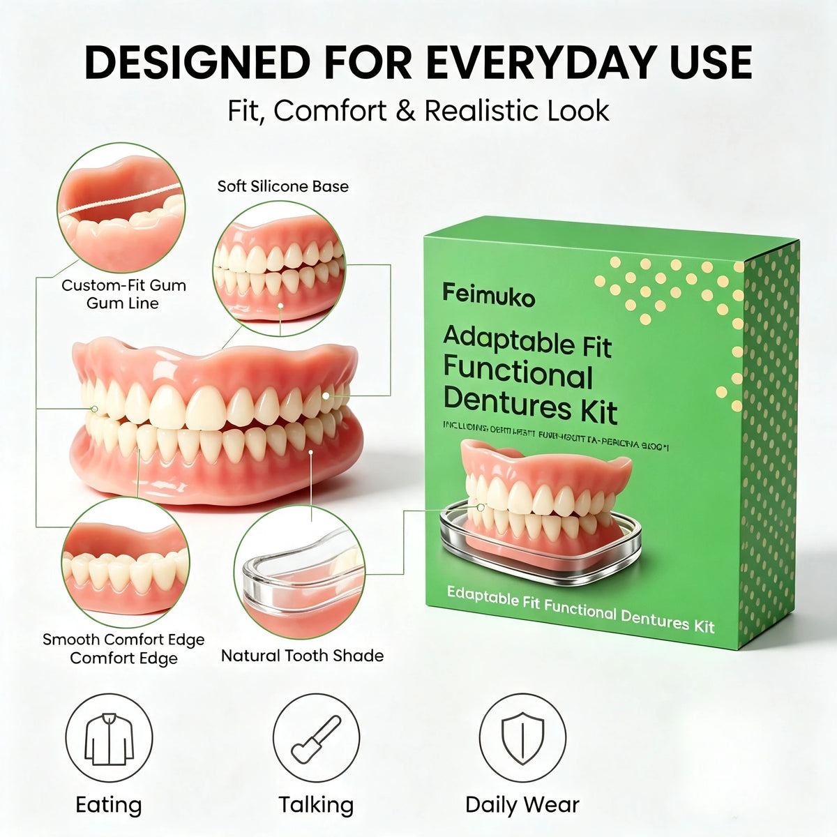 Realistic Silicone Cosmetic Dentures for Instant Smile Makeover