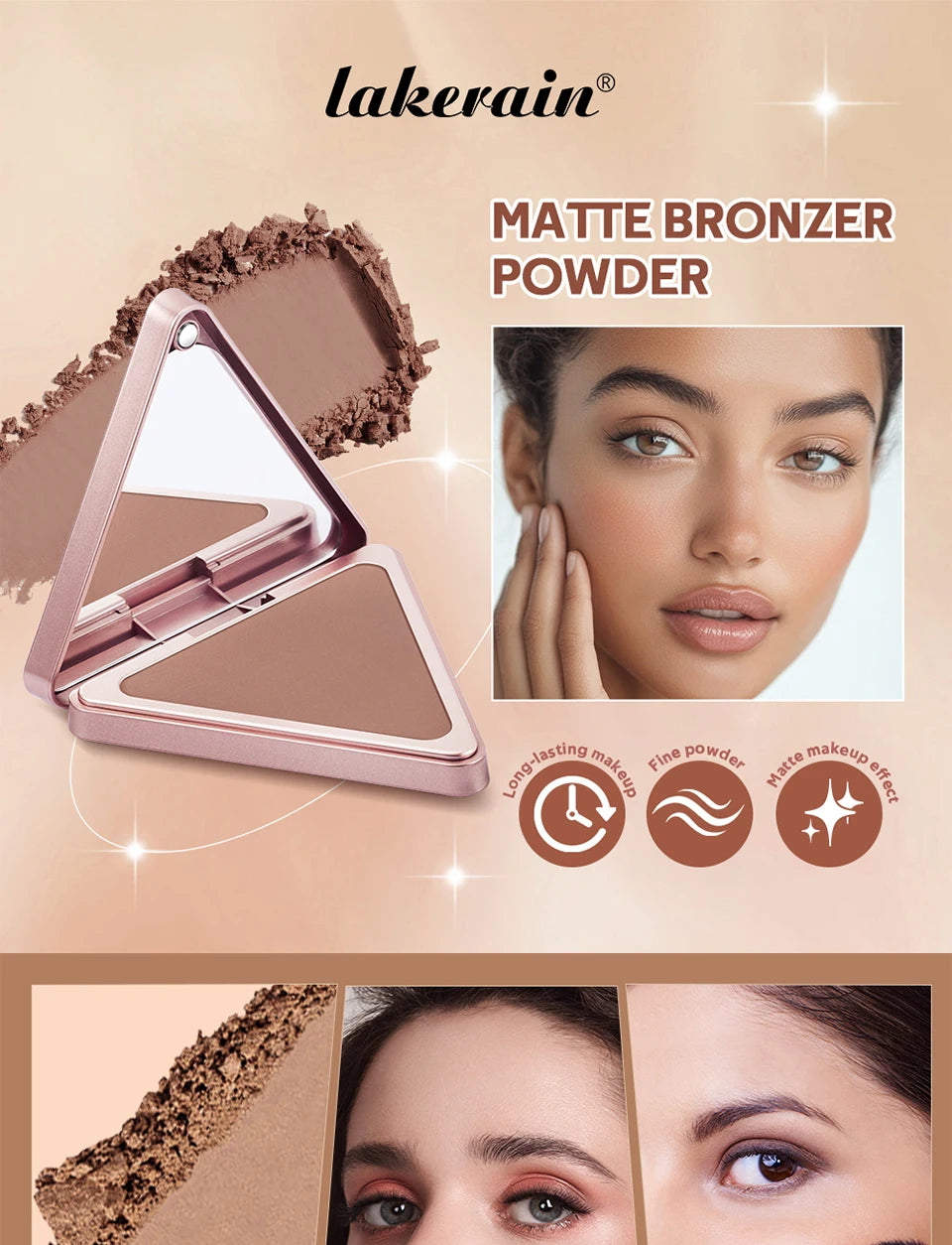 Matte Bronzer Powder for Long-Lasting Waterproof Face Contouring