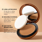 6-Color Matte Bronzer Pressed Powder for Natural Sun-Kissed Glow