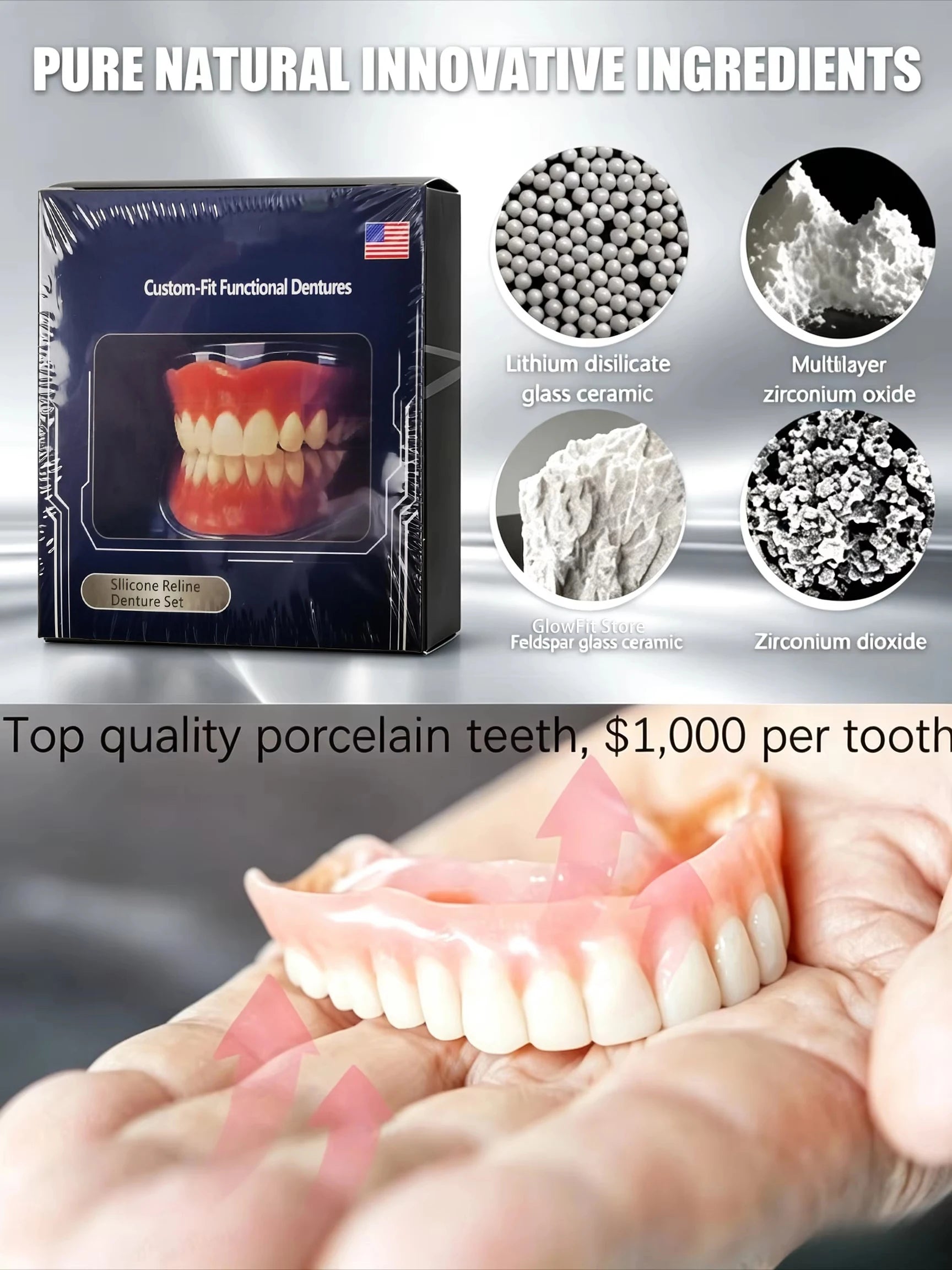 Suction-Retained Full Mouth Dentures for Seniors - 4