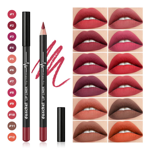 12-Color Waterproof Matte Lip Liner Pencil Set