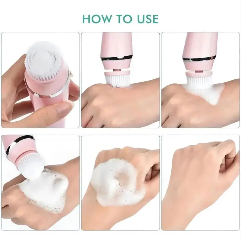4-in-1 Electric Rotating Facial Cleansing and Massage Brush - 6