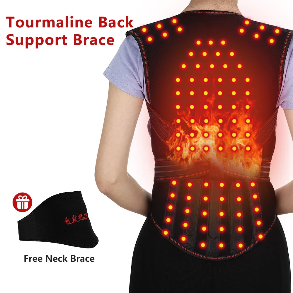 Self-Heating Tourmaline Magnetic Back and Shoulder Support Brace