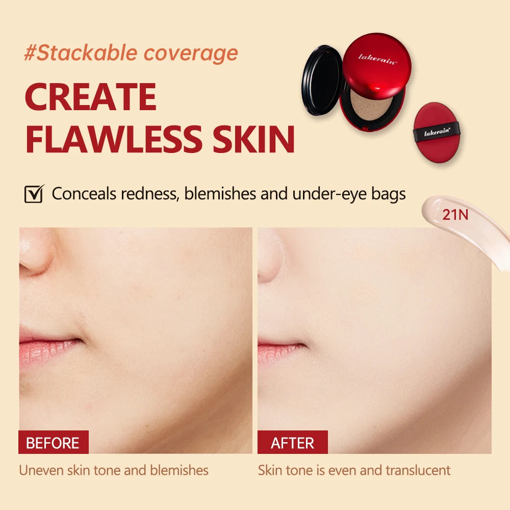 Waterproof Full Coverage Cushion Foundation with Sun Protection