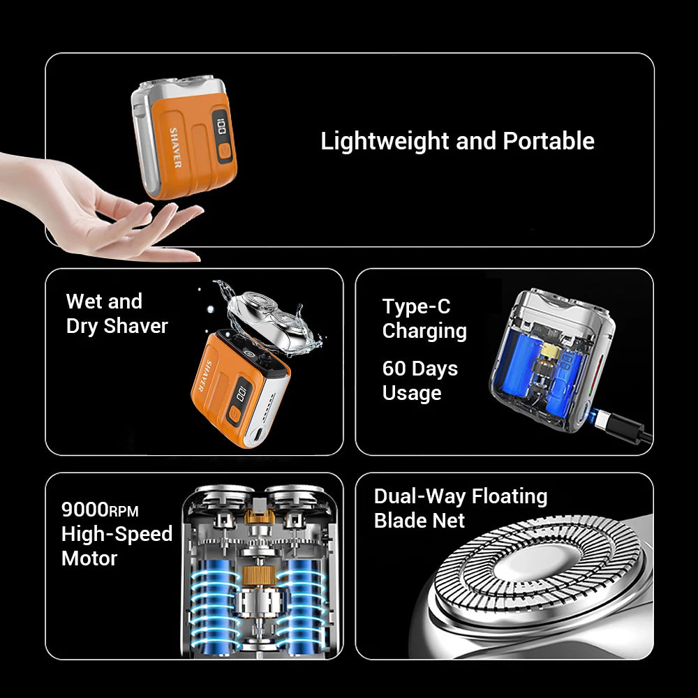 Portable Electric Dual-Head Shaver for Men with LED Display - 16