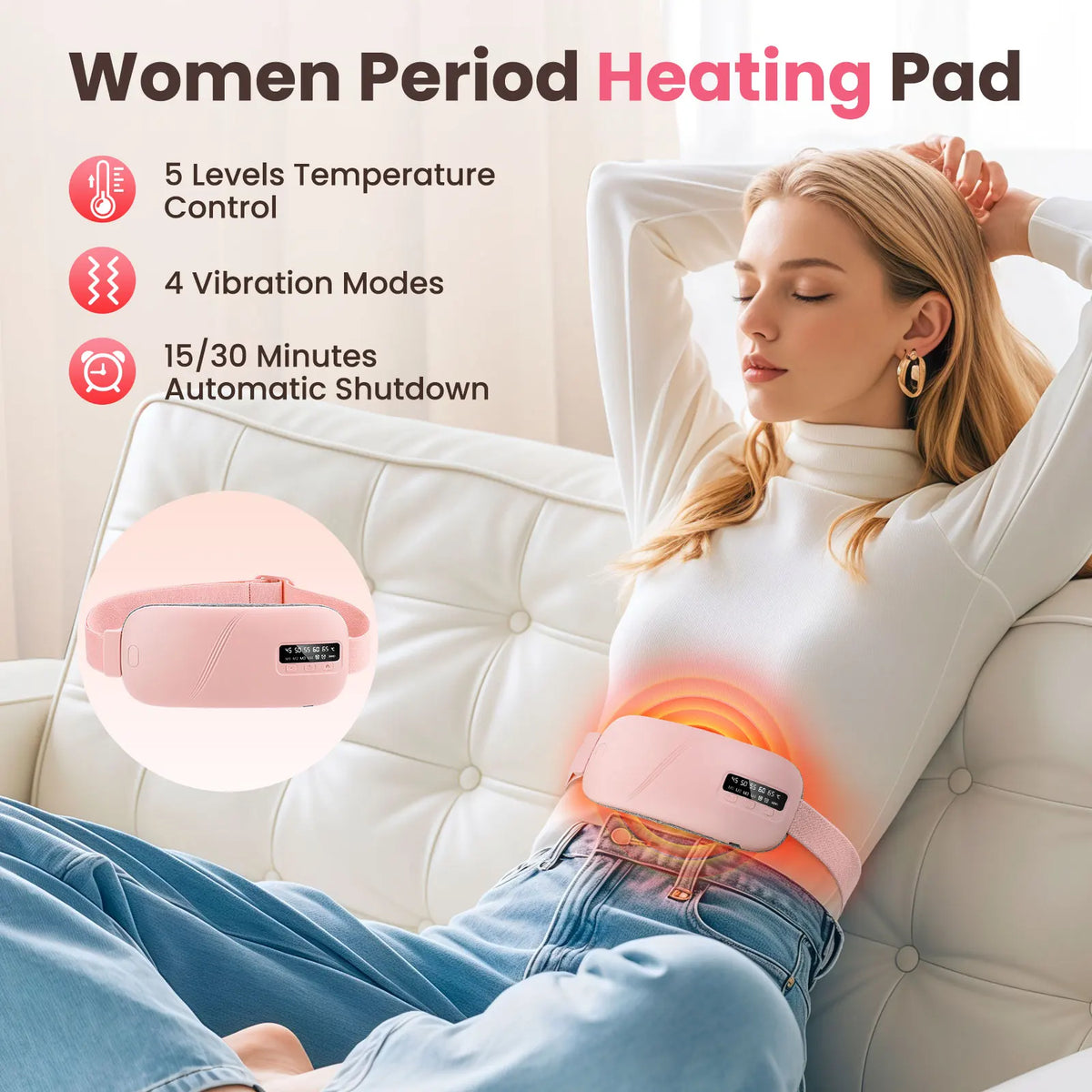 Portable Menstrual Heating Pad with Vibration Massage