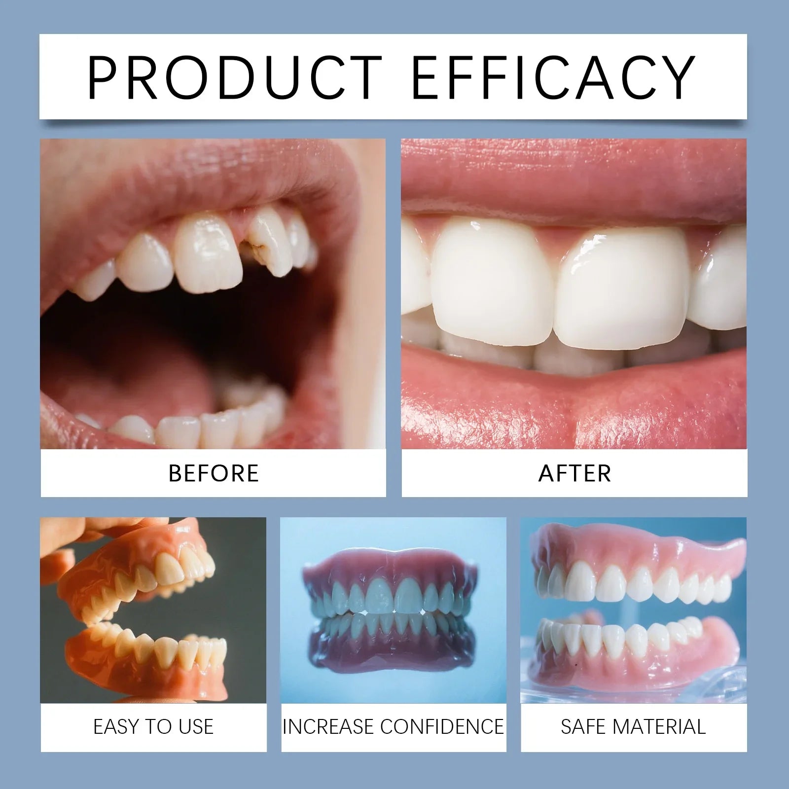 Temporary Cosmetic Denture Kit for Missing Teeth and Gaps - 19