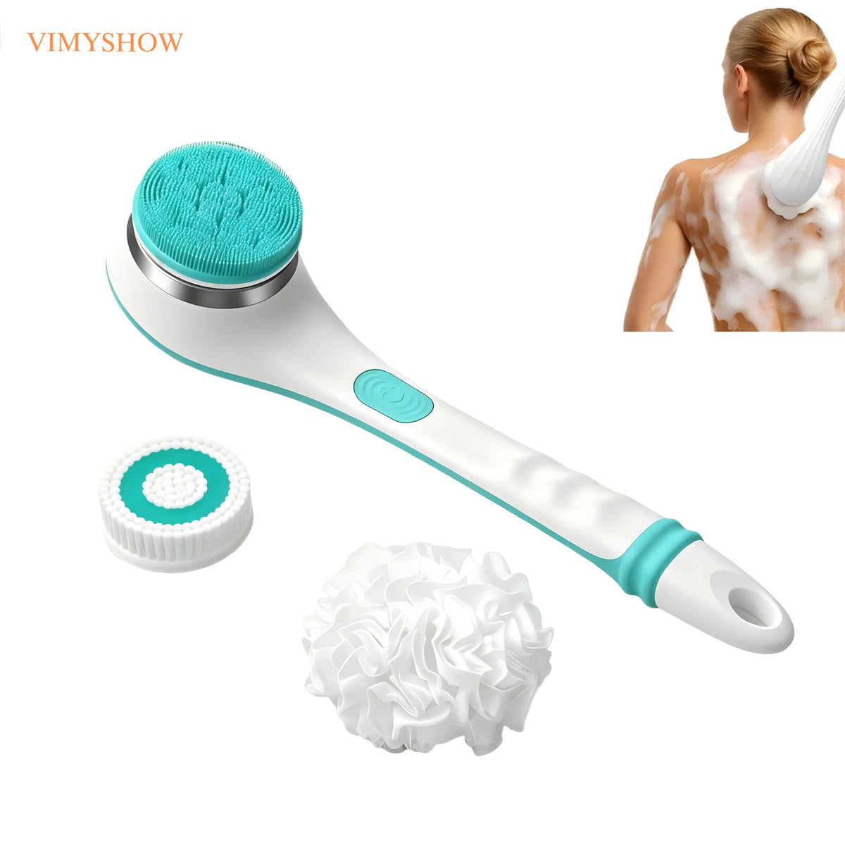 Electric Long Handle Bath Brush and Exfoliating Back Scrubber