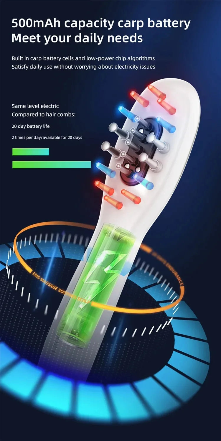 Electric EMS Scalp Massager and Hair Oil Applicator Comb - 9