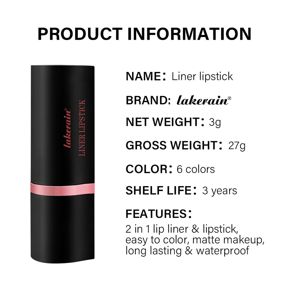 2-in-1 Waterproof Matte Lipstick and Lip Liner Crayon
